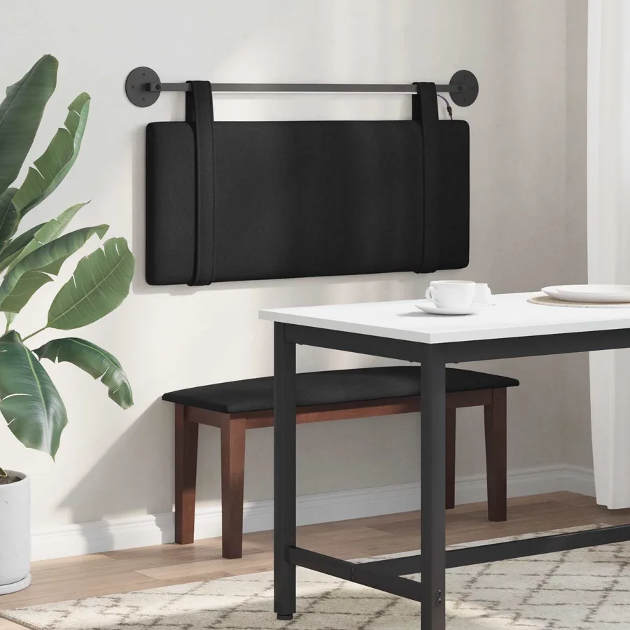 Tête de lit suspendue Avec lumière LED Noir Tissu - 4