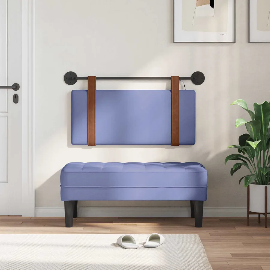 Tête de lit suspendue Avec lumière LED Bleu denim PU antique - 3