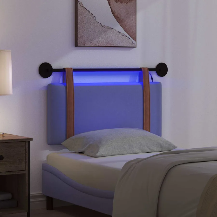 Tête de lit suspendue Avec lumière LED Bleu denim PU antique - 5