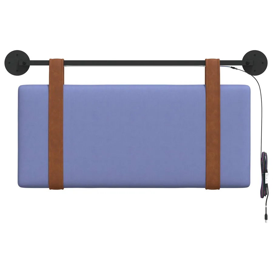 Tête de lit suspendue Avec lumière LED Bleu denim PU antique - 6