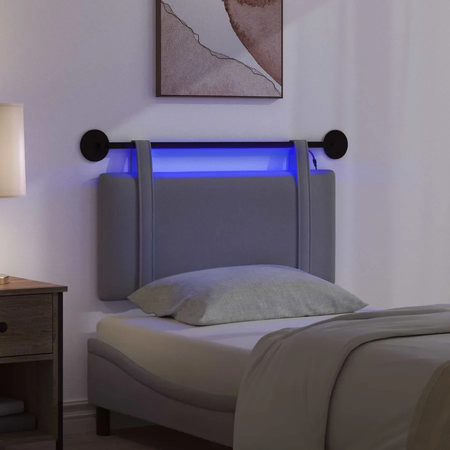 Tête de lit suspendue Avec lumière LED Gris foncé Tissu - 5