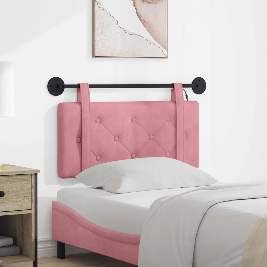 Tête de lit suspendue Avec lumière LED Rose Velours