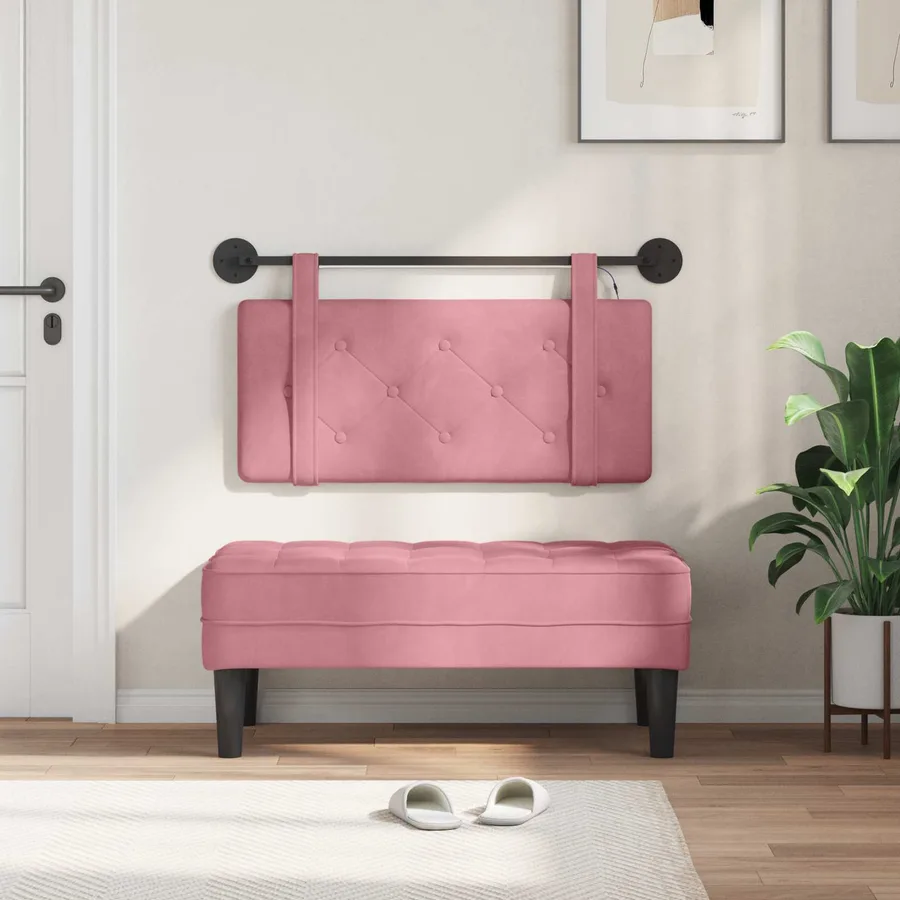 Tête de lit suspendue Avec lumière LED Rose Velours - 3