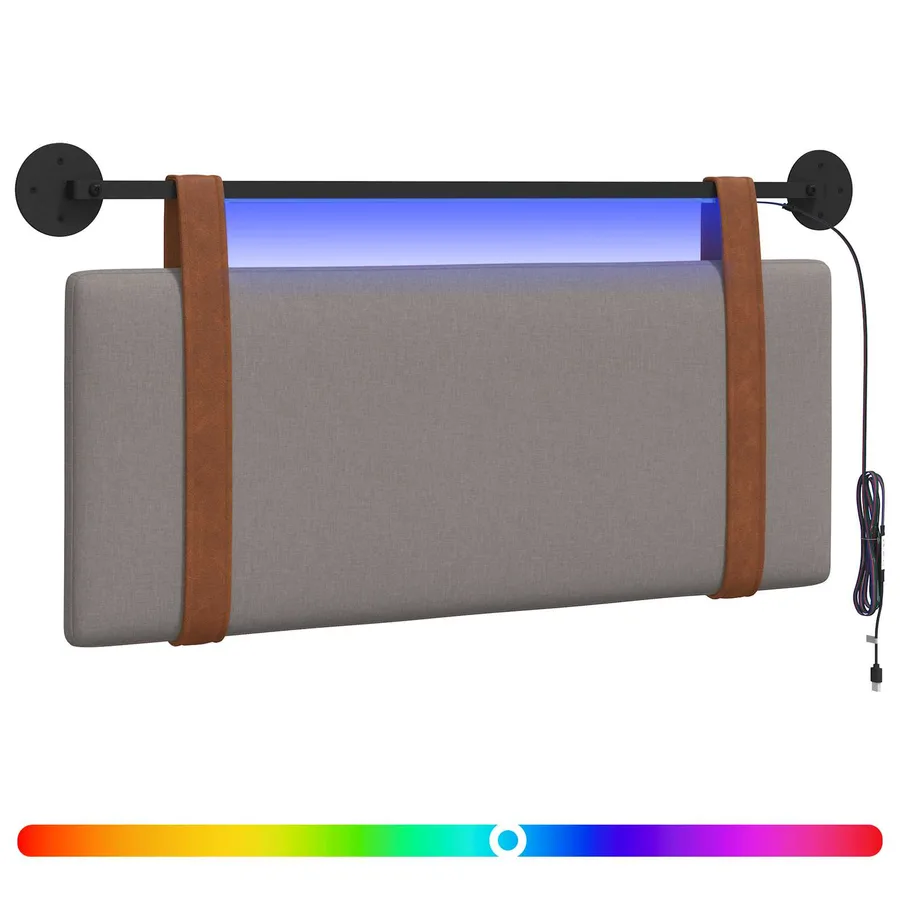 Tête de lit suspendue Avec lumière LED Taupe PU antique - 2