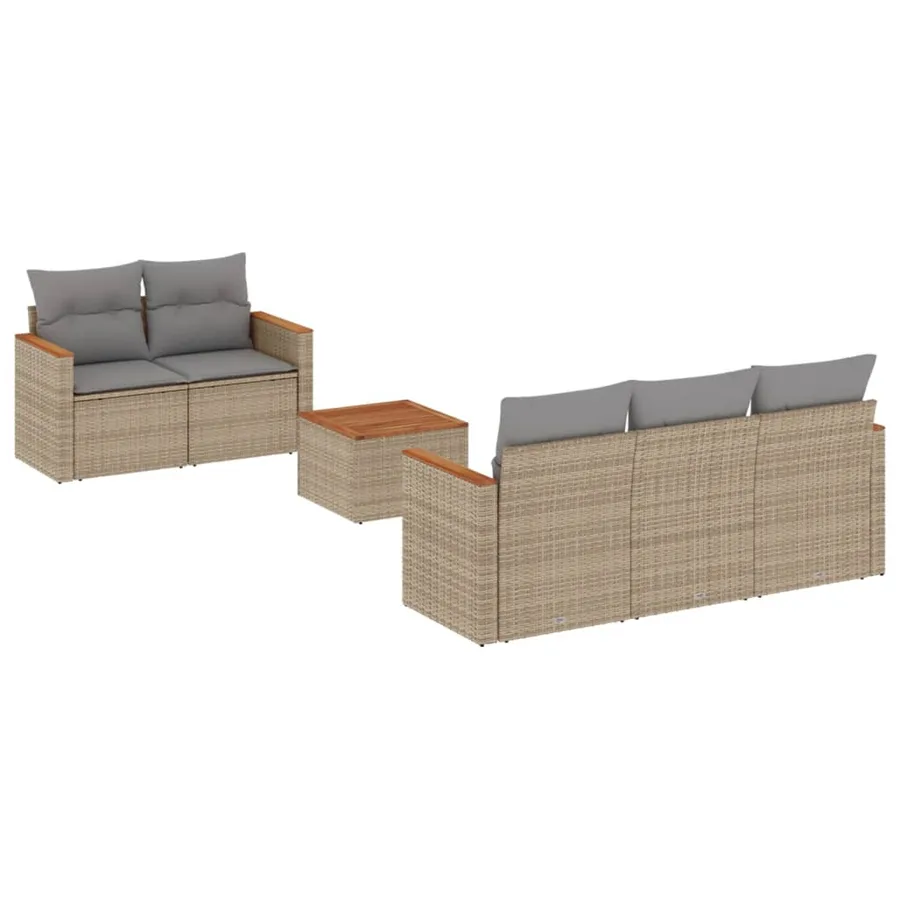 Salon de jardin avec coussins 6pcs mélange beige résine tressée - 2