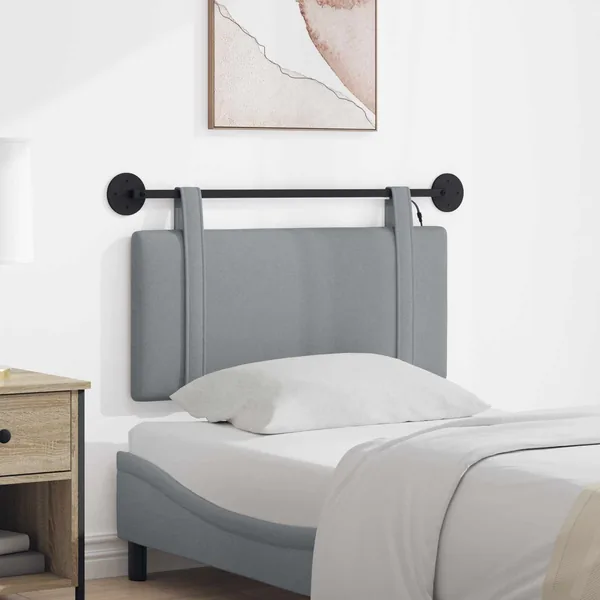 Tête de lit suspendue Avec lumière LED Gris clair Tissu