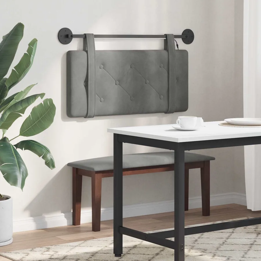 Tête de lit suspendue Avec lumière LED Gris foncé Velours - 4