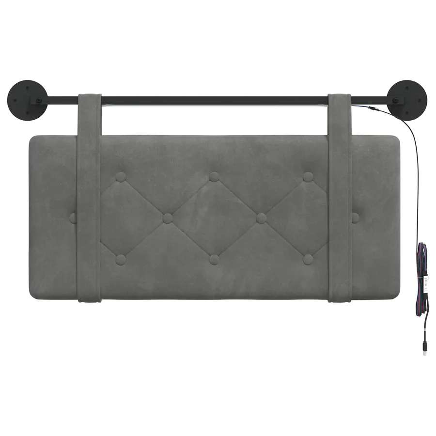 Tête de lit suspendue Avec lumière LED Gris foncé Velours - 6