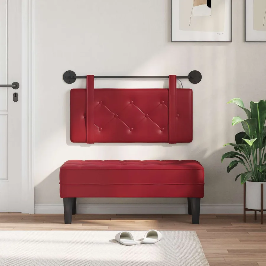 Tête de lit suspendue Avec lumière LED Bordeaux Simili cuir - 3
