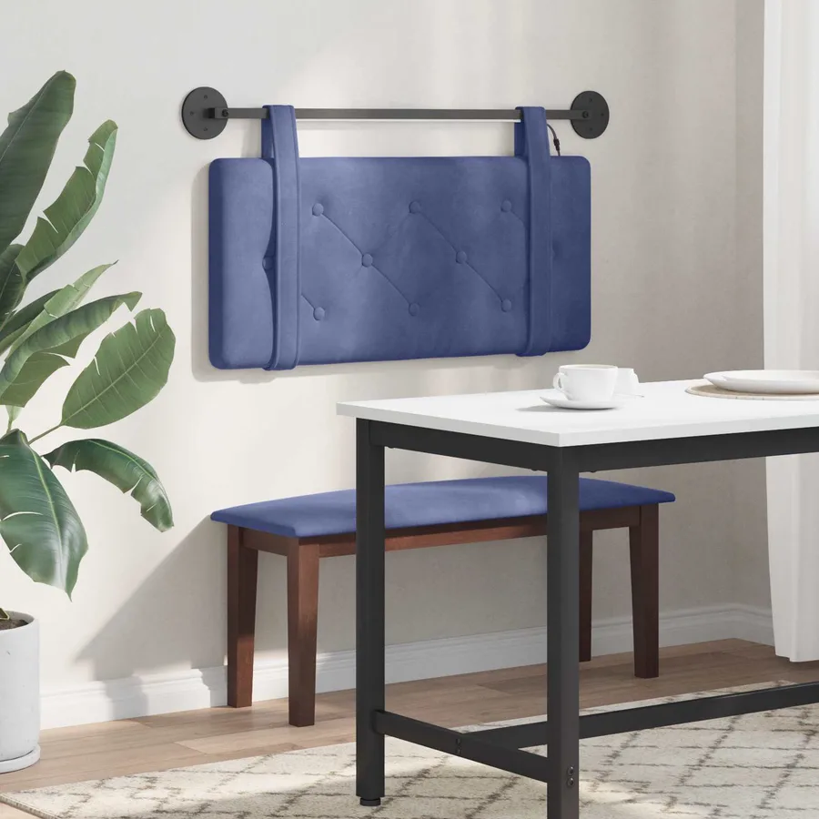 Tête de lit suspendue Avec lumière LED Bleu police Velours - 4