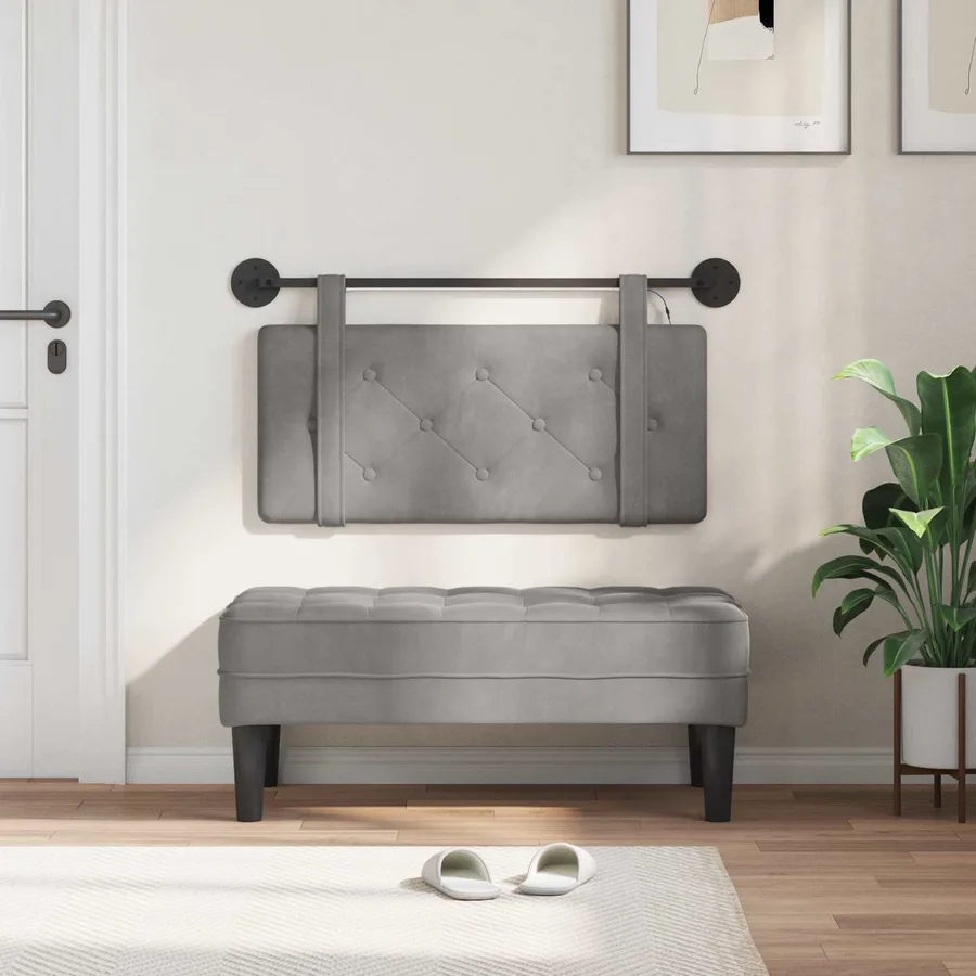 Tête de lit suspendue Avec lumière LED Gris clair Velours - 3