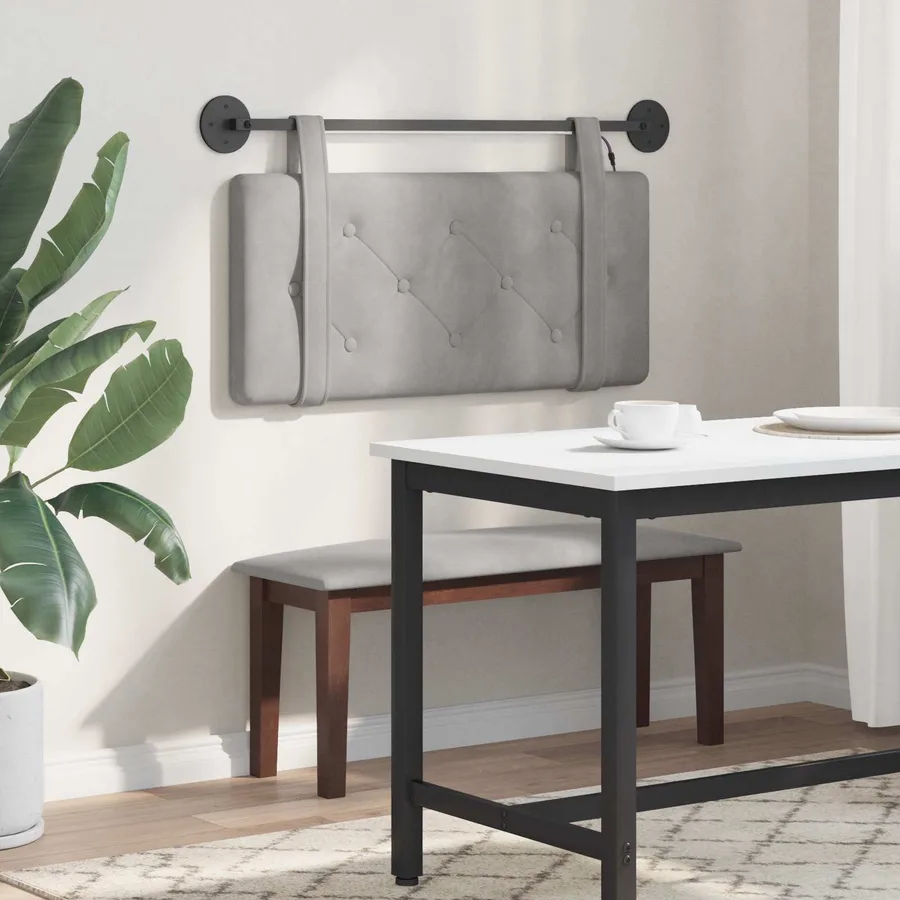 Tête de lit suspendue Avec lumière LED Gris clair Velours - 4