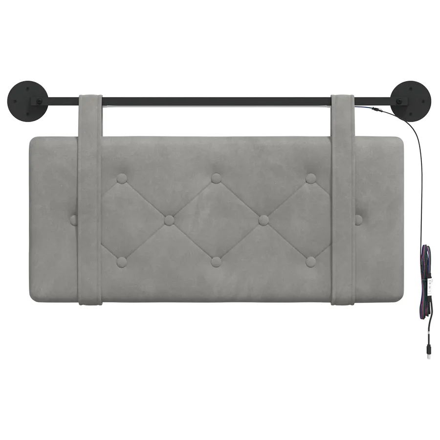 Tête de lit suspendue Avec lumière LED Gris clair Velours - 6