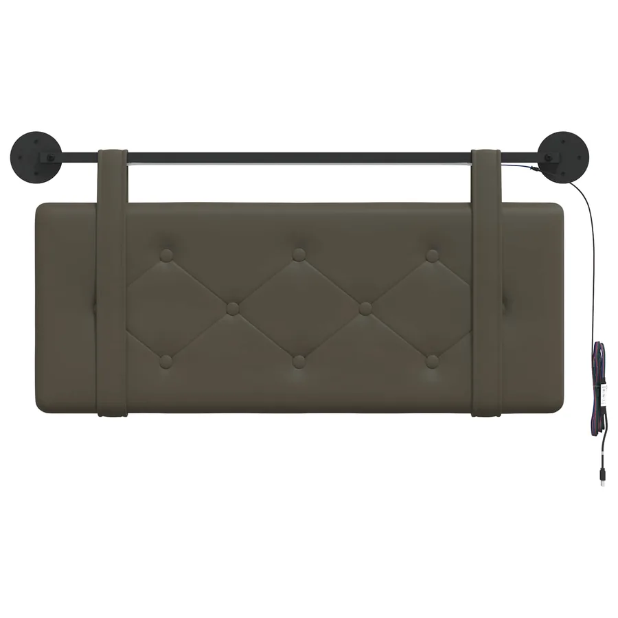 Tête de lit suspendue Avec lumière LED Gris Simili cuir - 6