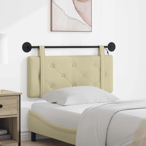 Tête de lit suspendue Avec lumière LED Crème Simili cuir