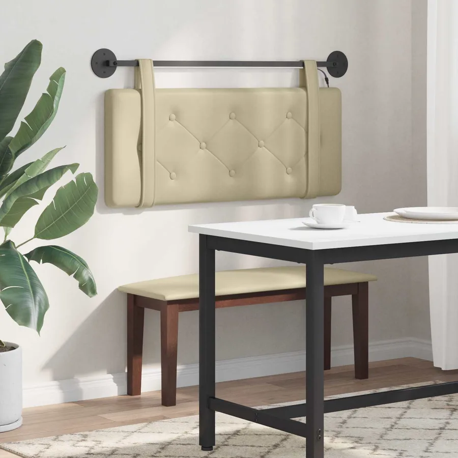 Tête de lit suspendue Avec lumière LED Crème Simili cuir - 4