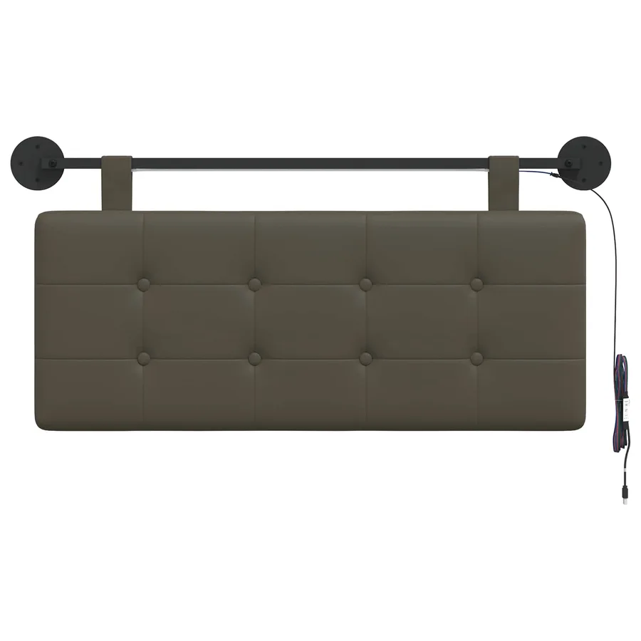 Tête de lit suspendue Avec lumière LED Gris Simili cuir - 6