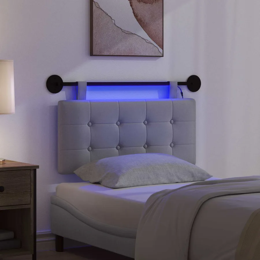 Tête de lit suspendue Avec lumière LED Gris clair Tissu - 5