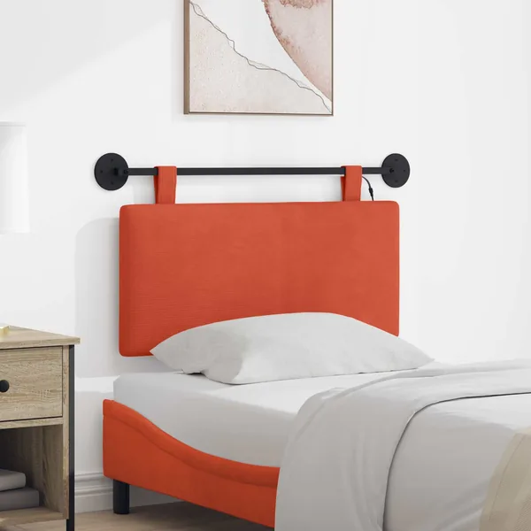 Tête de lit suspendue Rouge orange Tissu en velours côtelé