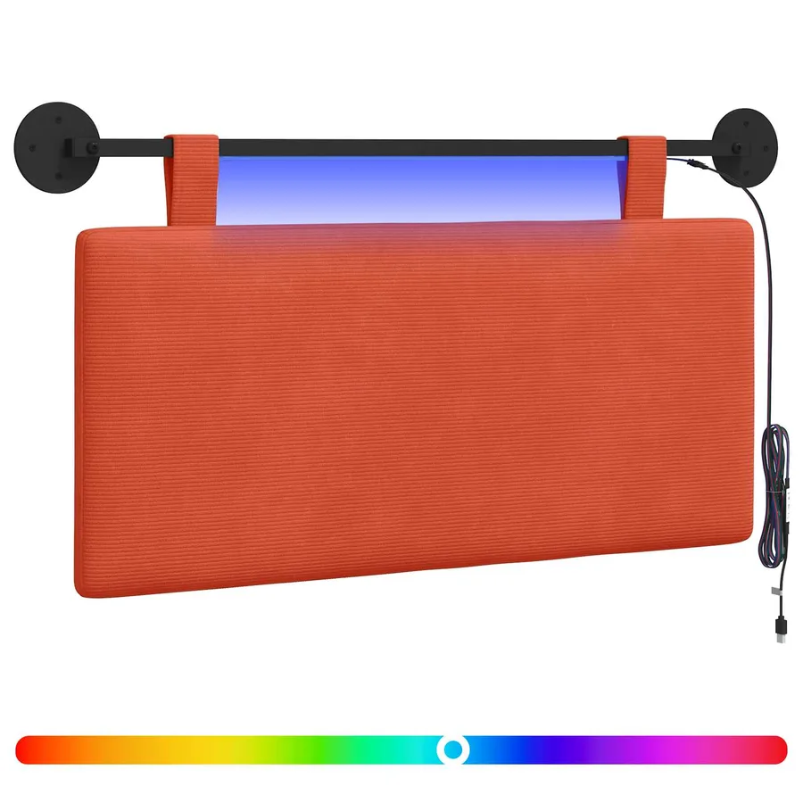 Tête de lit suspendue Rouge orange Tissu en velours côtelé - 2
