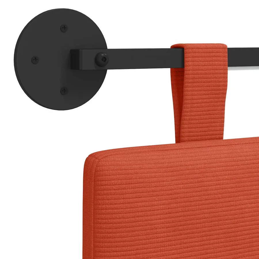 Tête de lit suspendue Rouge orange Tissu en velours côtelé - 8