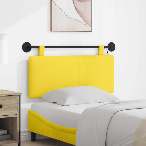 Tête de lit suspendue Jaune clair Tissu en velours côtelé