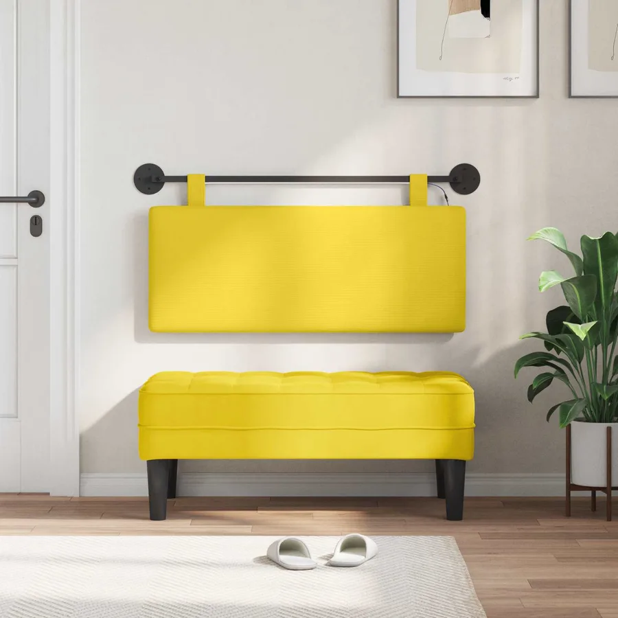 Tête de lit suspendue Jaune clair Tissu en velours côtelé - 3