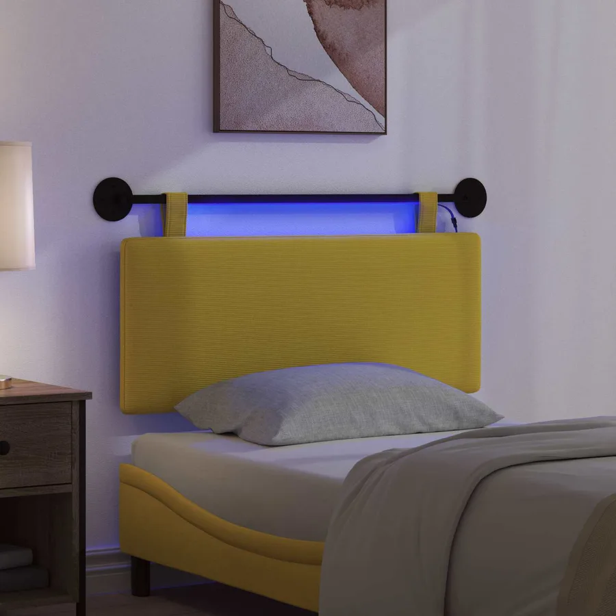 Tête de lit suspendue Jaune clair Tissu en velours côtelé - 5