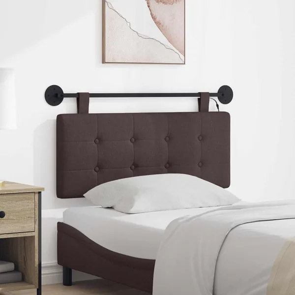 Tête de lit suspendue Avec lumière LED Marron foncé Tissu