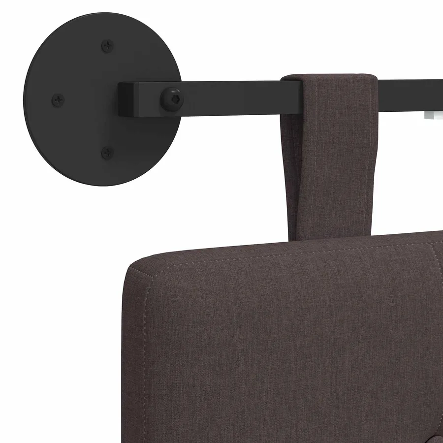 Tête de lit suspendue Avec lumière LED Marron foncé Tissu - 10