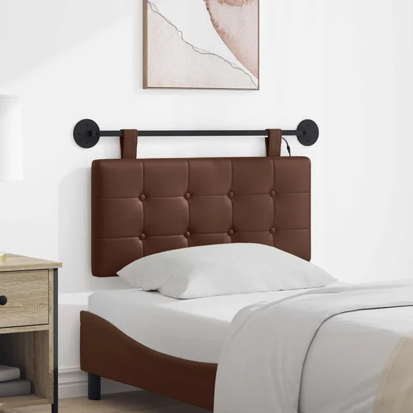 Tête de lit suspendue Avec lumière LED Marron Simili cuir
