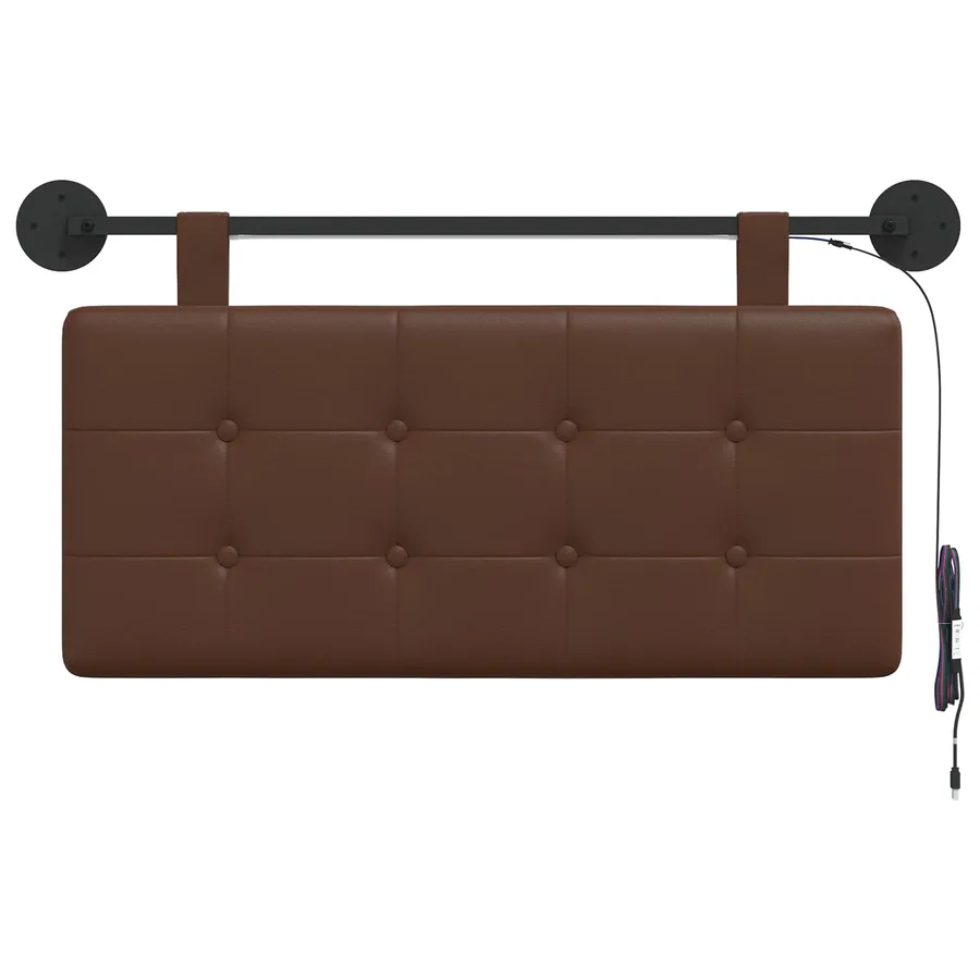 Tête de lit suspendue Avec lumière LED Marron Simili cuir - 6