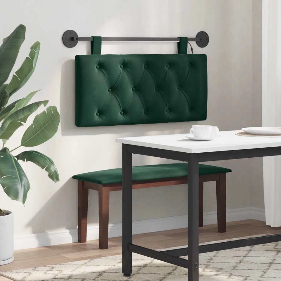Tête de lit suspendue Avec lumière LED Vert foncé Velours - 4