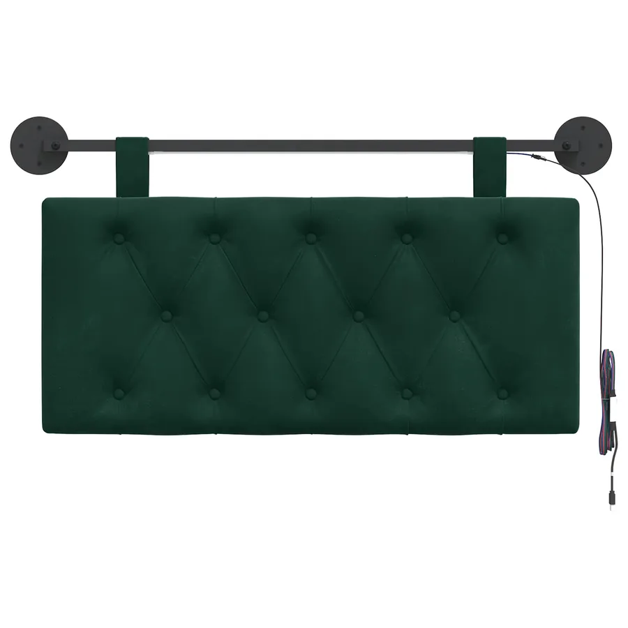 Tête de lit suspendue Avec lumière LED Vert foncé Velours - 6
