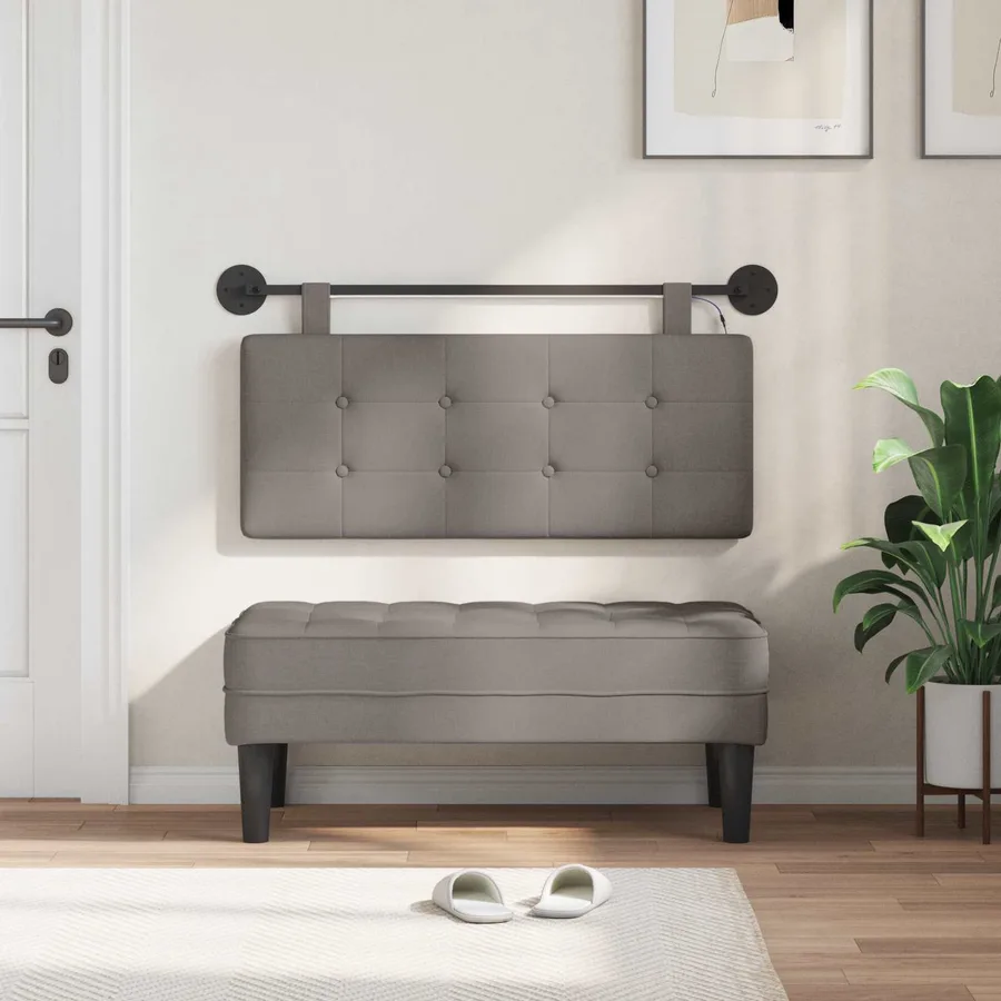 Tête de lit suspendue Avec lumière LED Taupe Tissu - 3