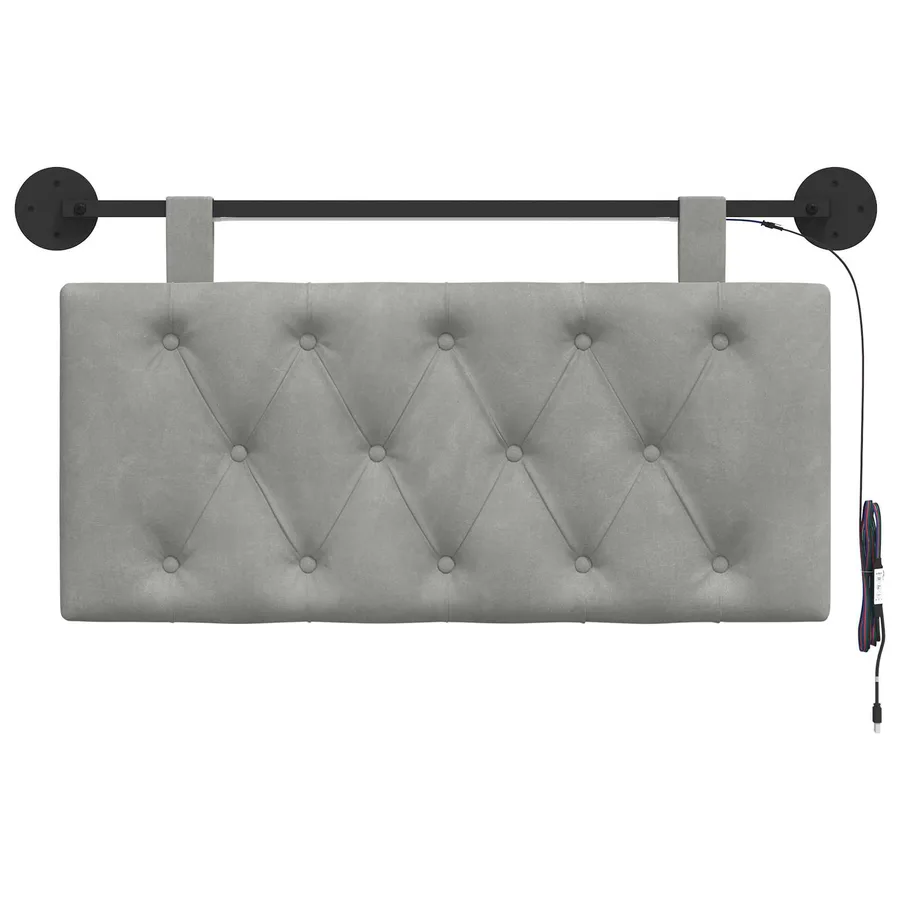 Tête de lit suspendue Avec lumière LED Gris clair Velours - 6
