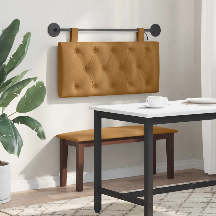 Tête de lit suspendue Avec lumière LED Marron Velours - 4
