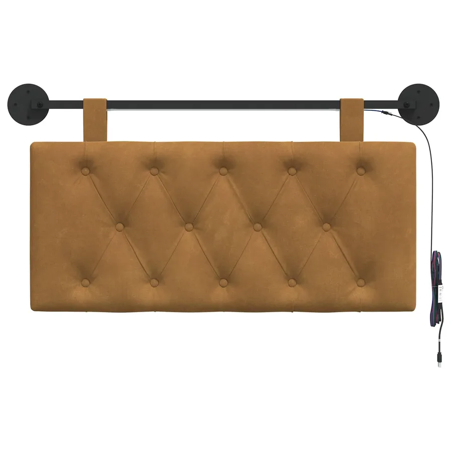 Tête de lit suspendue Avec lumière LED Marron Velours - 6