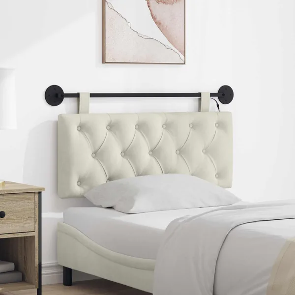 Tête de lit suspendue Avec lumière LED Crème Velours