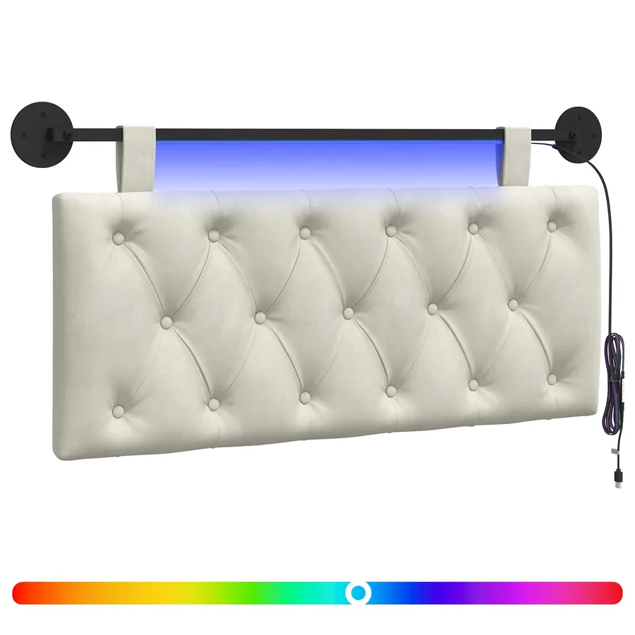Tête de lit suspendue Avec lumière LED Crème Velours - 2
