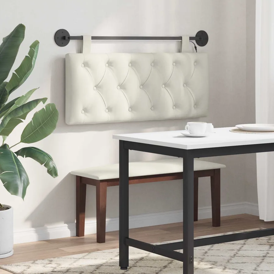 Tête de lit suspendue Avec lumière LED Crème Velours - 4