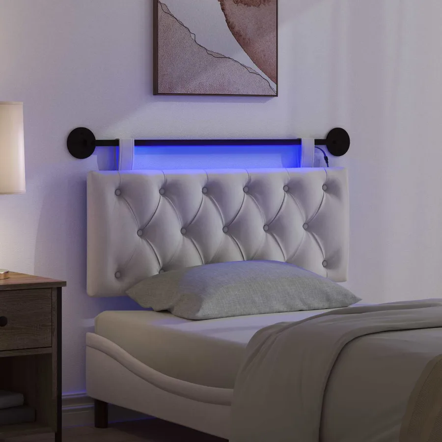 Tête de lit suspendue Avec lumière LED Crème Velours - 5