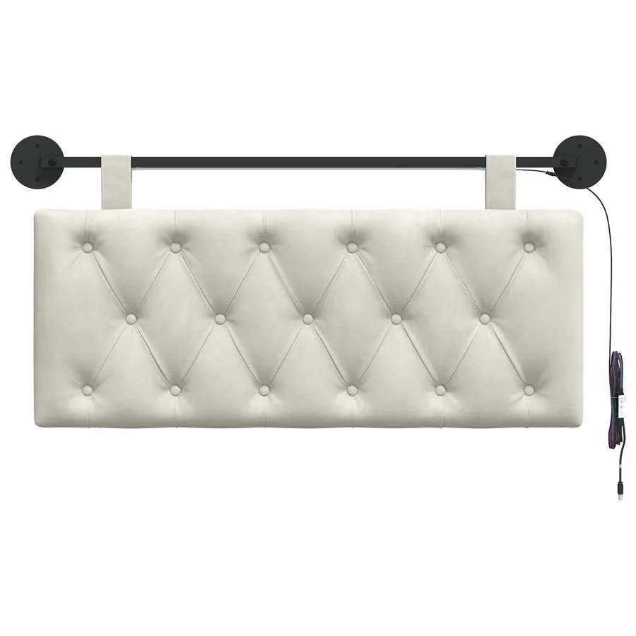Tête de lit suspendue Avec lumière LED Crème Velours - 6