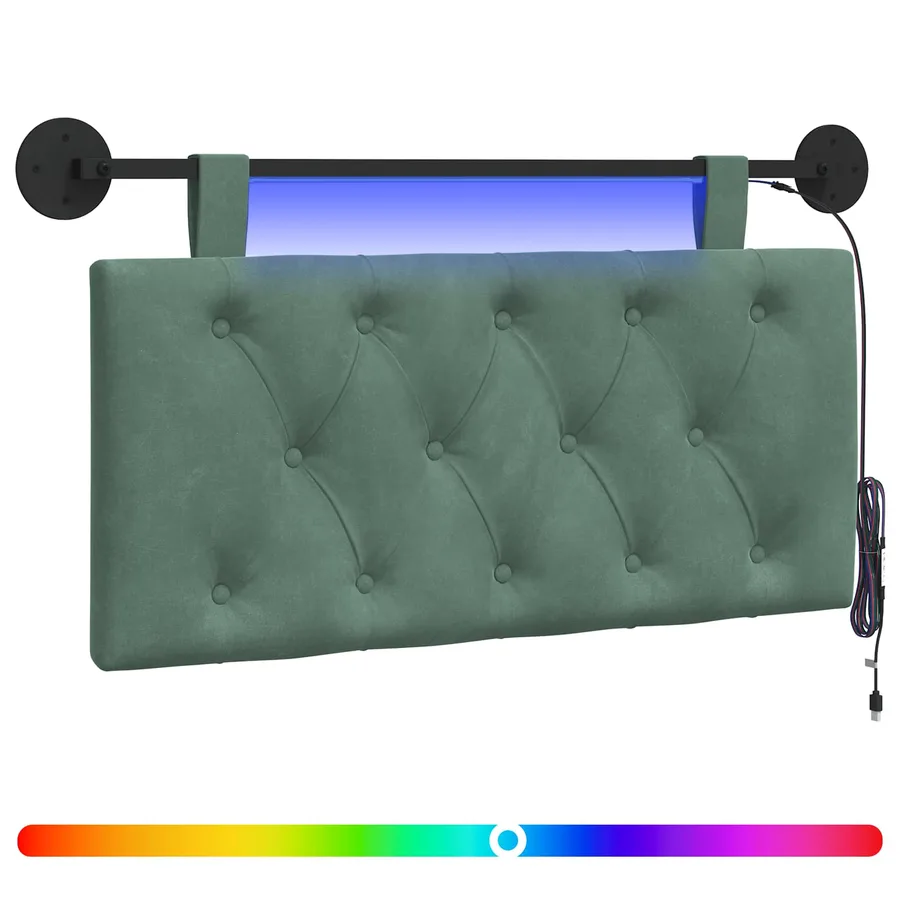 Tête de lit suspendue Avec lumière LED Vert Mer Velours - 2