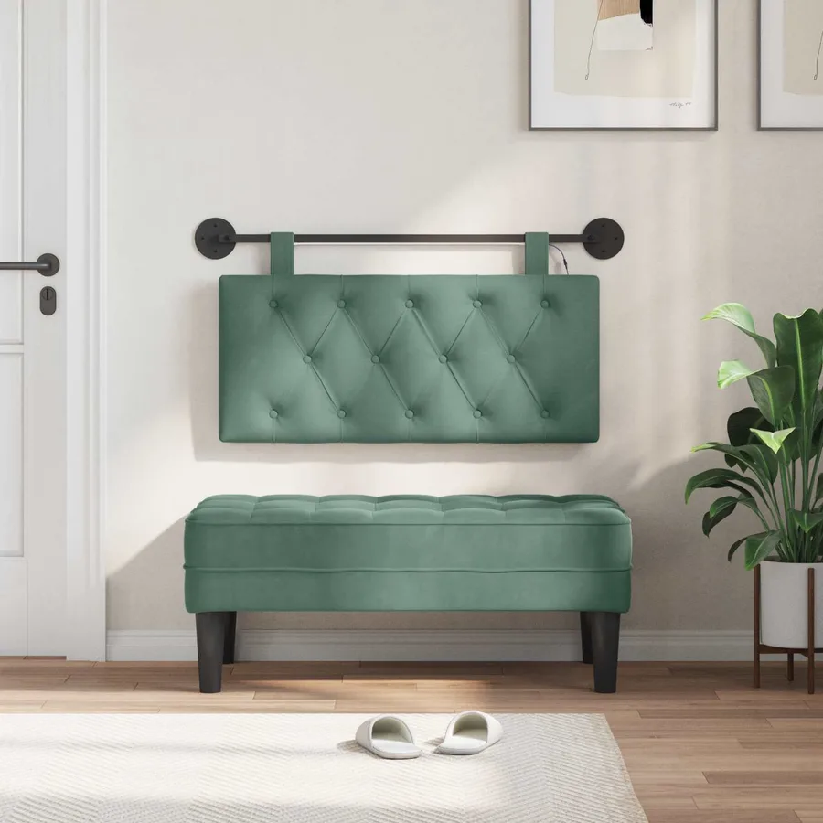 Tête de lit suspendue Avec lumière LED Vert Mer Velours - 3