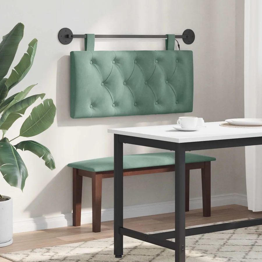Tête de lit suspendue Avec lumière LED Vert Mer Velours - 4