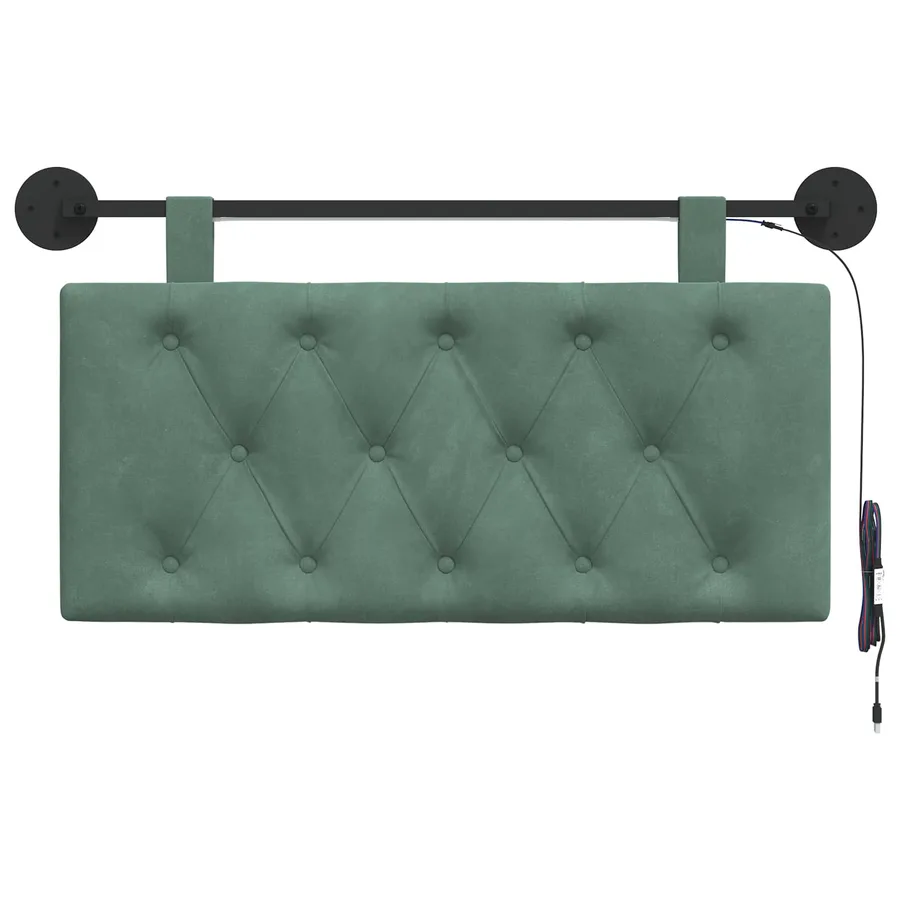 Tête de lit suspendue Avec lumière LED Vert Mer Velours - 6