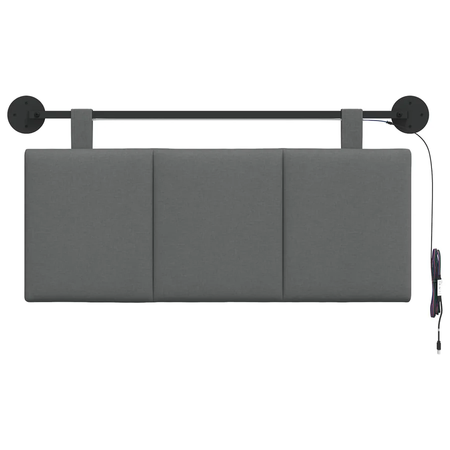Tête de lit suspendue Avec lumière LED Gris foncé Tissu - 6