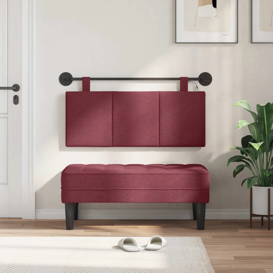 Tête de lit suspendue Avec lumière LED Bordeaux Tissu - 3