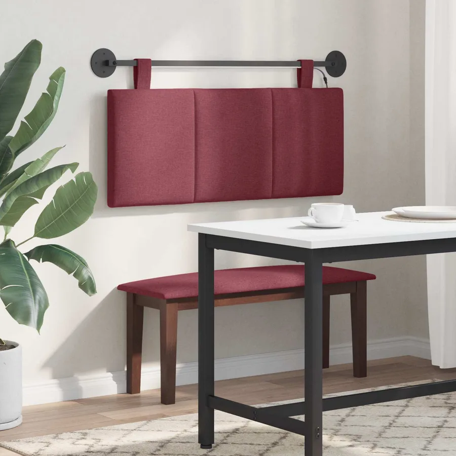 Tête de lit suspendue Avec lumière LED Bordeaux Tissu - 4